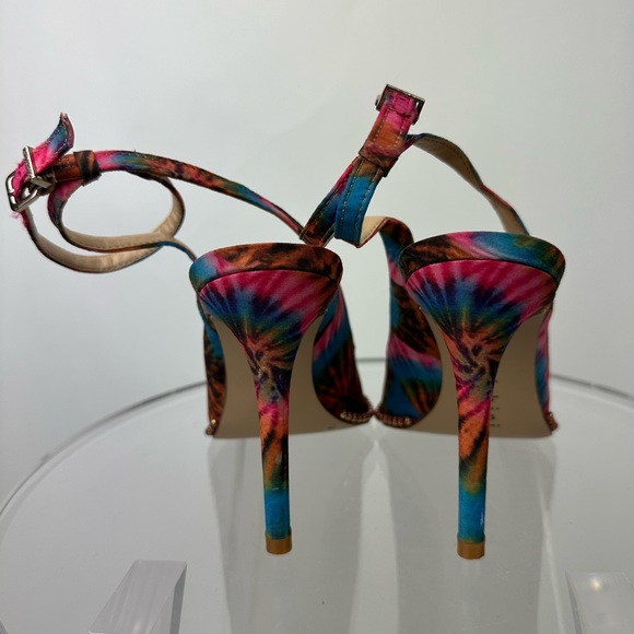 GIANNI BINI TYE DYE STUDDED ANKLE WRAP STRAP PUMPS - Picture 8 of 9